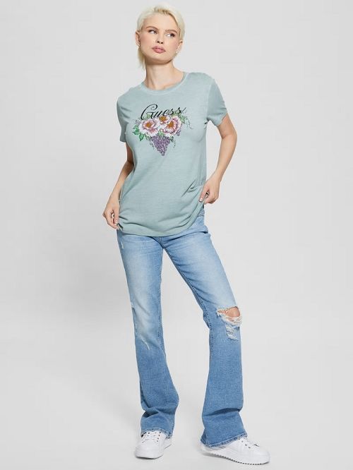 Guess Rhinestone Grapevine Tee Verzi | GUESS-SN27053