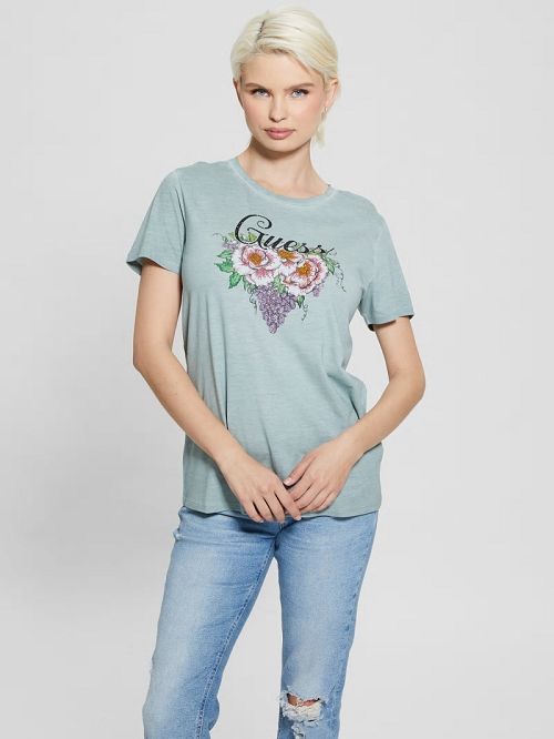 Guess Rhinestone Grapevine Tee Verzi | GUESS-SN27053