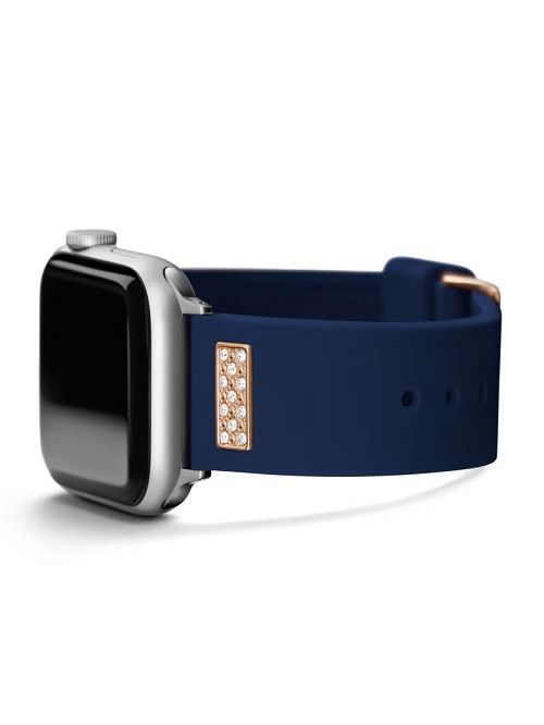 Guess Rhinestone Navy Silicone 42-45 mm Band for Apple Watch® Albastri | GUESS-SN31651