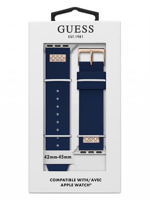 Guess Rhinestone Navy Silicone 42-45 mm Band for Apple Watch® Albastri | GUESS-SN31651