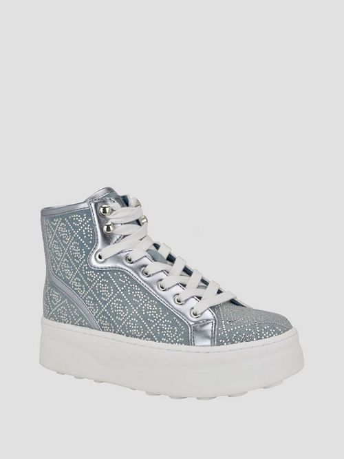 Guess Rhinestone Quattro G High-Top Sneakers Albastri | GUESS-SN29560