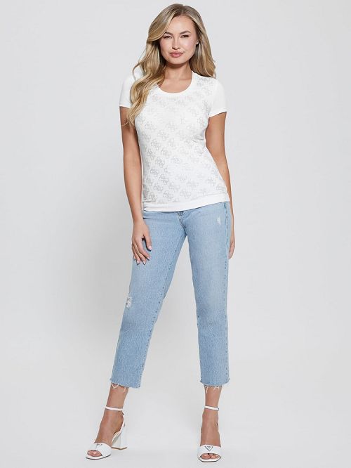 Guess Rhinestone Quattro G Tee Albi | GUESS-SN27594