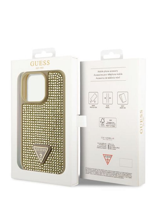 Guess Rhinestone iPhone 15 Pro Case Aurii | GUESS-SN30101
