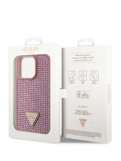 Guess Rhinestone iPhone 15 Pro Case Roz | GUESS-SN30102