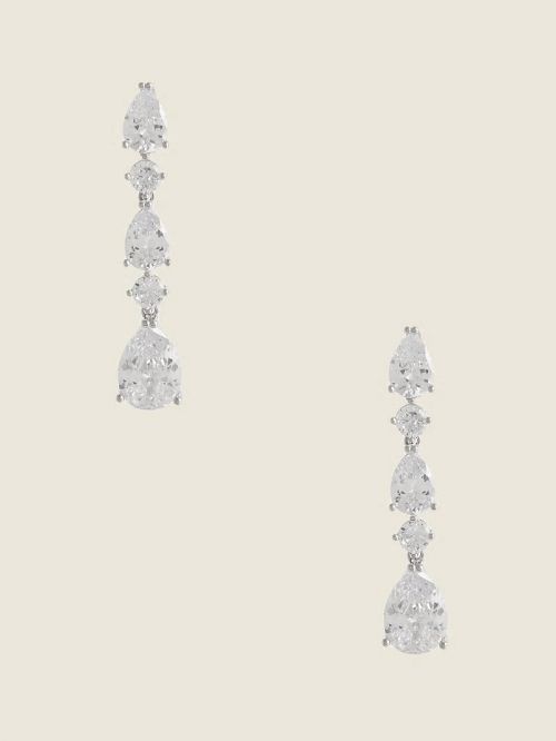 Guess Rhodium Plated Cubic Zirconia Drop Earring Argintii | GUESS-SN30300