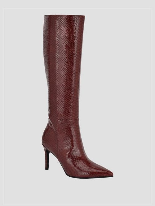 Guess Richee Snakeskin Boots Rosii | GUESS-SN29933