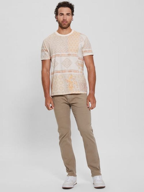 Guess Rio Patchwork Crewneck Tee Portocalii | GUESS-SN30675
