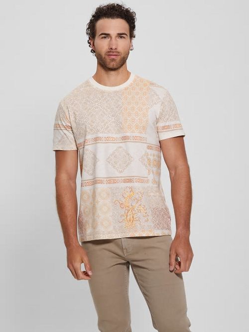 Guess Rio Patchwork Crewneck Tee Portocalii | GUESS-SN30675