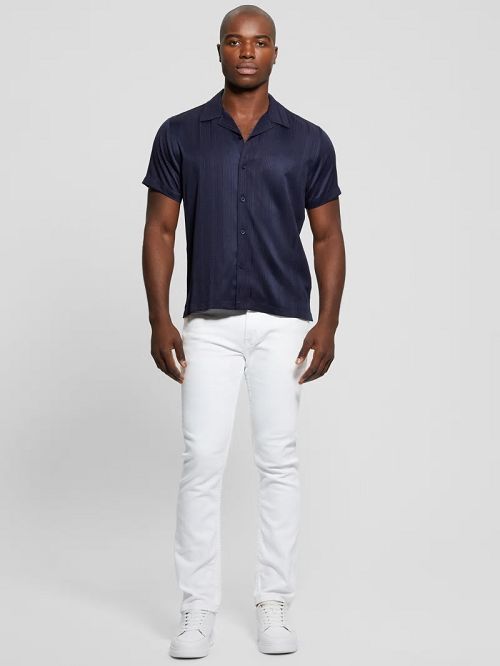 Guess Roma Stripe Shirt Albastri | GUESS-SN31303