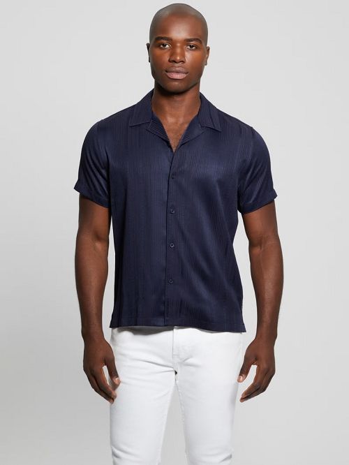 Guess Roma Stripe Shirt Albastri | GUESS-SN31303