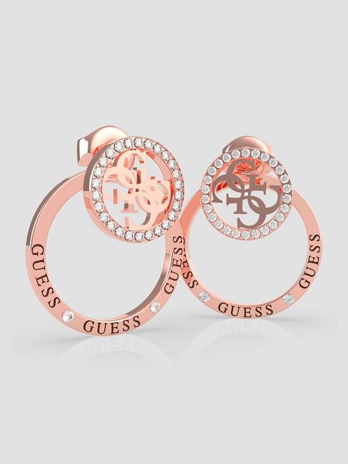 Guess Rose Gold-Tone Circle Pave Earrings Roz | GUESS-SN30279