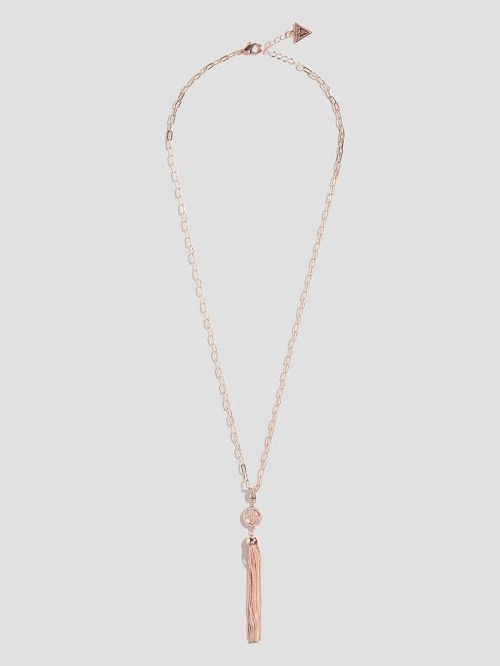 Guess Rose Gold-Tone Quattro G Tassel Necklace Roz Aurii | GUESS-SN30264