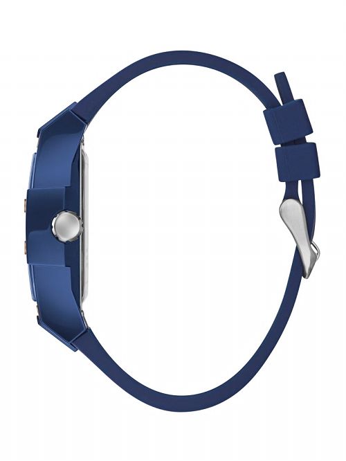 Guess Rose Gold-Tone and Blue Silicone Multifunction Watch Albastri | GUESS-SN31644