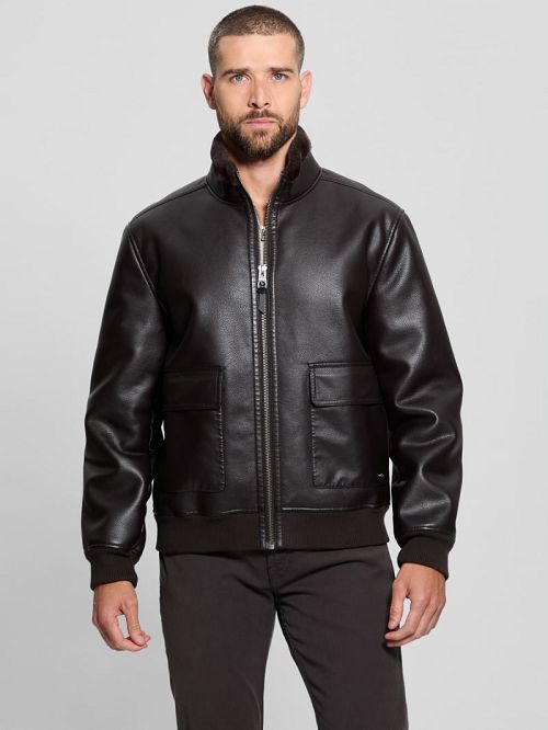 Guess Ryder Bonded Faux-Leather Jacket Maro | GUESS-SN30876