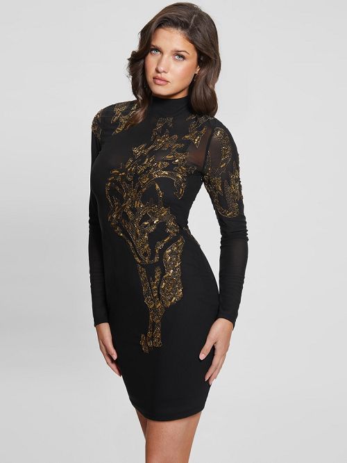 Guess Ryder Embellished Dress Negrii | GUESS-SN26877