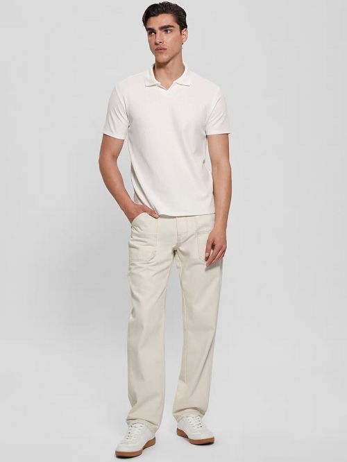 Guess Ryker Rib Knit Polo Albi | GUESS-SN31227