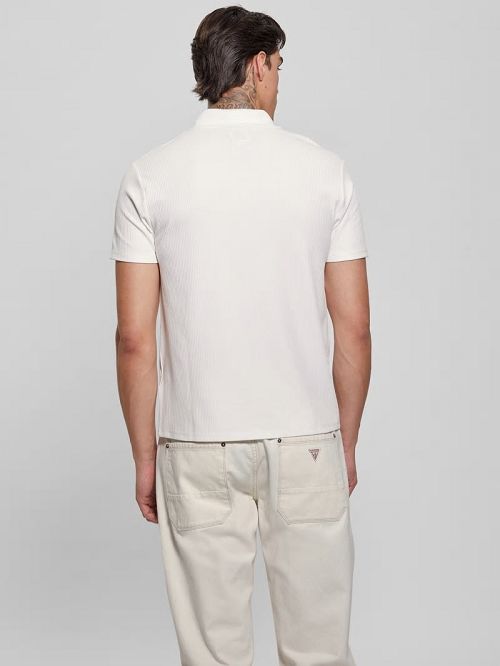 Guess Ryker Rib Knit Polo Albi | GUESS-SN31227