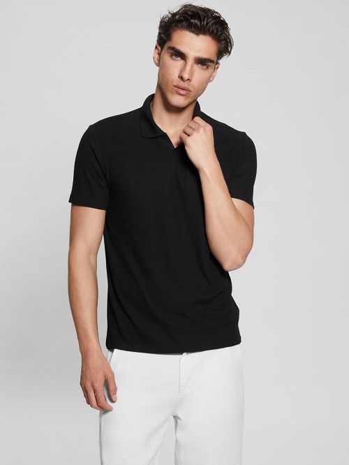 Guess Ryker Rib Knit Polo Negrii | GUESS-SN31291