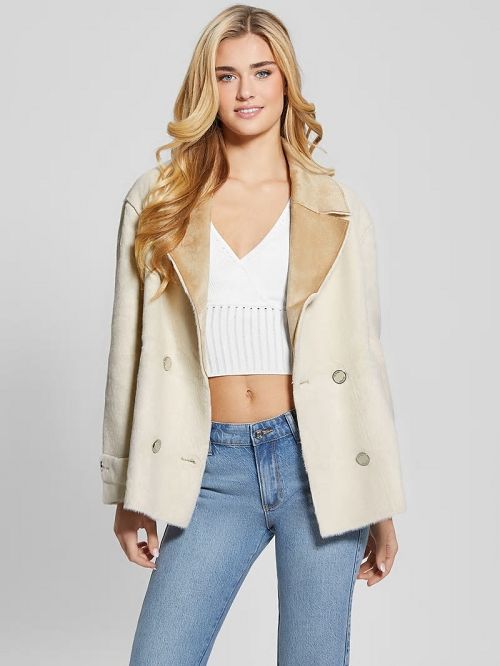 Guess Sabrina Textured Jacket Albi | GUESS-SN27878