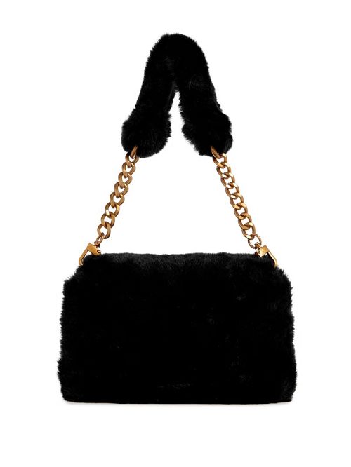 Guess Samia Faux-Fur Shoulder Bag Negrii | GUESS-SN29049