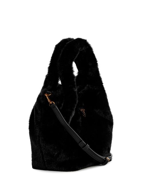 Guess Samia Faux-Fur Small Tote Negrii | GUESS-SN29344