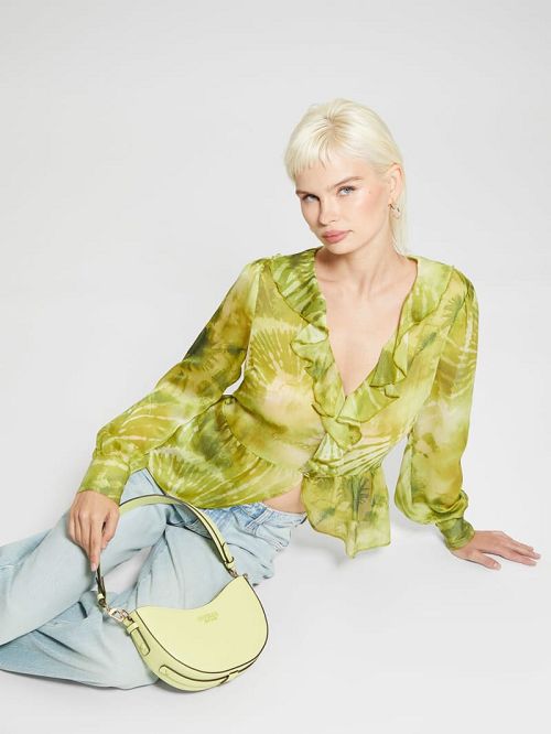 Guess Sarita Top-Zip Shoulder Bag Galbeni | GUESS-SN29144