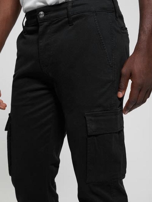 Guess Sateen Coated Cargo Pants Negrii | GUESS-SN31423