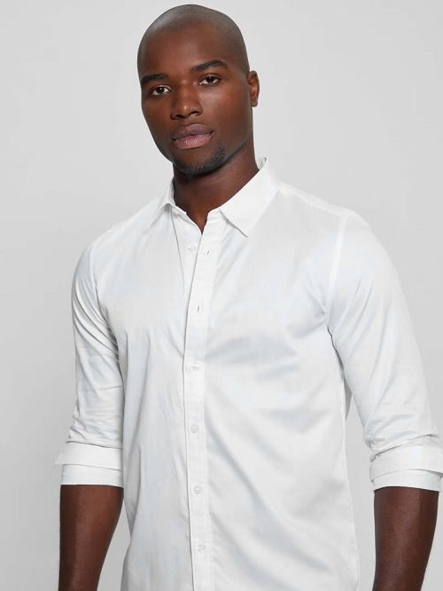 Guess Sateen Poplin Shirt Albi | GUESS-SN31134