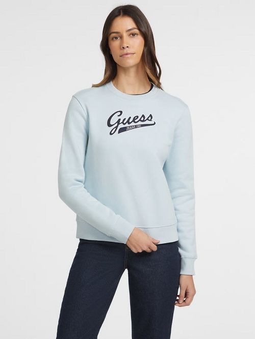 Guess Script Logo Sweatshirt Albastri | GUESS-SN27671