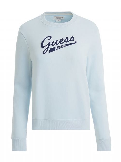 Guess Script Logo Sweatshirt Albastri | GUESS-SN28359
