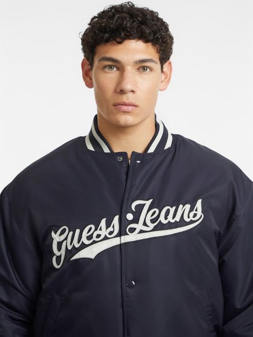 Guess Script Patch Varsity Jacket Albastri | GUESS-SN30736