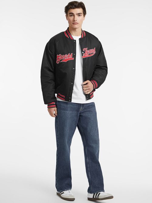 Guess Script Patch Varsity Jacket Negrii | GUESS-SN30844