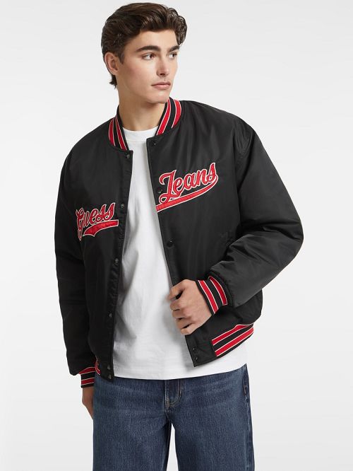 Guess Script Patch Varsity Jacket Negrii | GUESS-SN30844