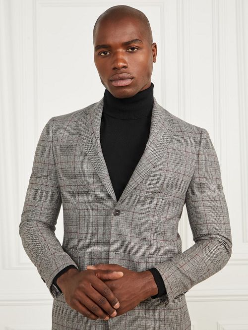 Guess Sean Notched Blazer Negrii Albi | GUESS-SN30805
