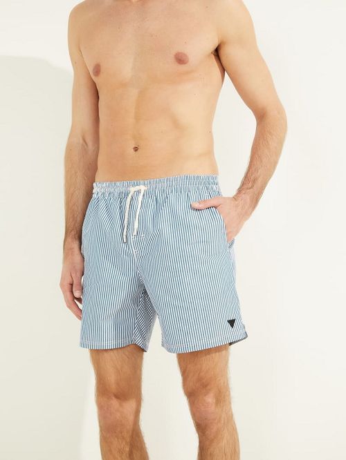 Guess Seersucker Swim Trunks Albastri | GUESS-SN31595