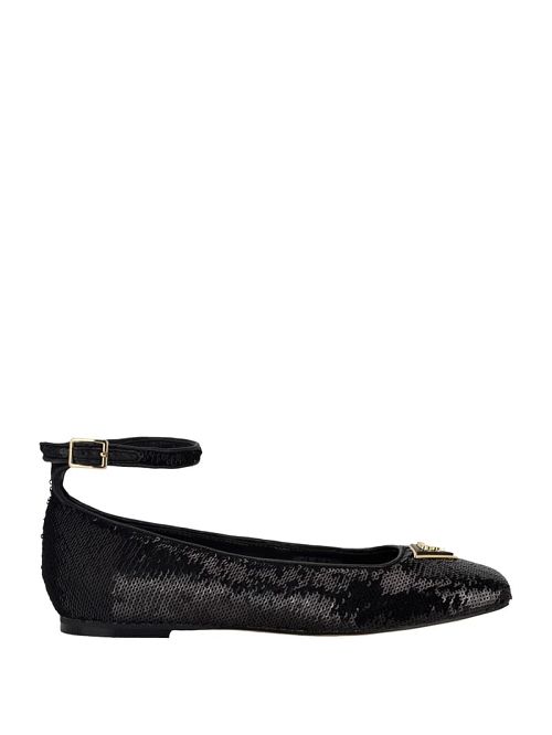 Guess Sequin Ankle Strap Ballet Flats Negrii | GUESS-SN29885
