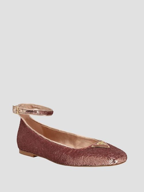 Guess Sequin Ankle Strap Ballet Flats Roz | GUESS-SN29886