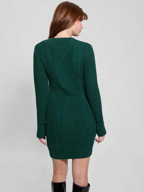 Guess Serena Cable Sweater Dress Verzi | GUESS-SN26808