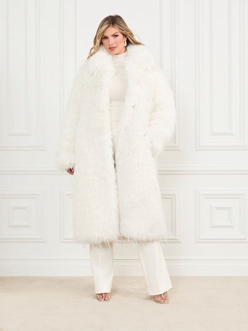 Guess Serena Faux-Fur Coat Albi | GUESS-SN27946