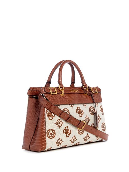 Guess Sestri Canvas Peony Luxury Satchel Maro | GUESS-SN28941