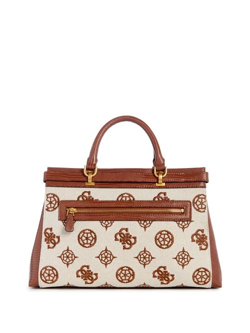 Guess Sestri Canvas Peony Luxury Satchel Maro | GUESS-SN28941