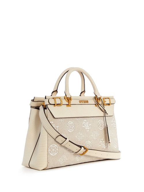 Guess Sestri Canvas Peony Luxury Satchel Albi | GUESS-SN29289