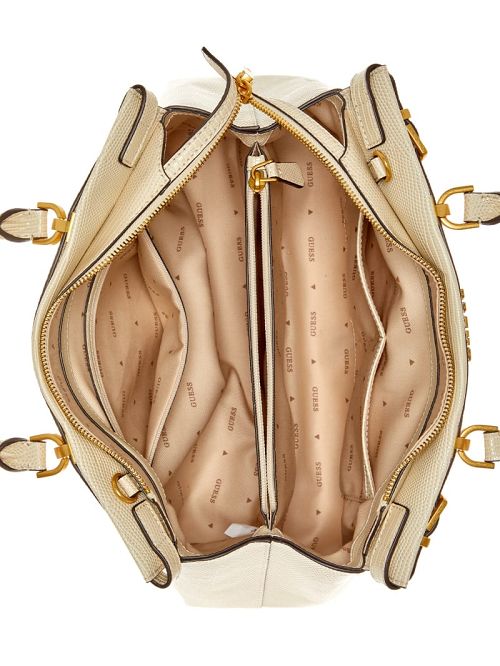 Guess Sestri Canvas Peony Luxury Satchel Albi | GUESS-SN29289