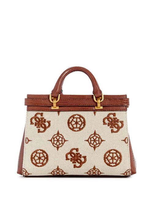 Guess Sestri Canvas Peony Mini Satchel Maro | GUESS-SN29283