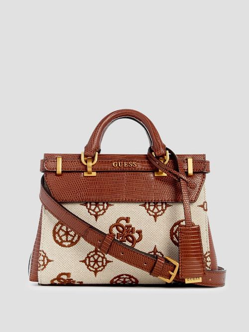Guess Sestri Canvas Peony Mini Satchel Maro | GUESS-SN29283