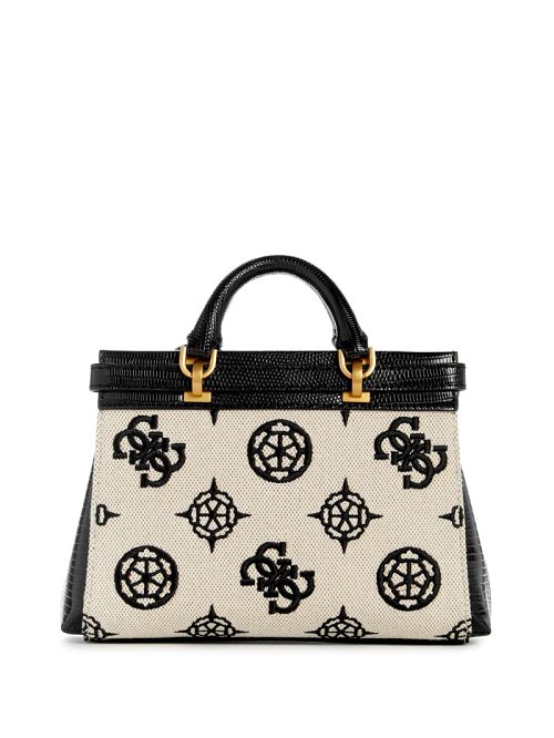 Guess Sestri Canvas Peony Mini Satchel Negrii | GUESS-SN28732