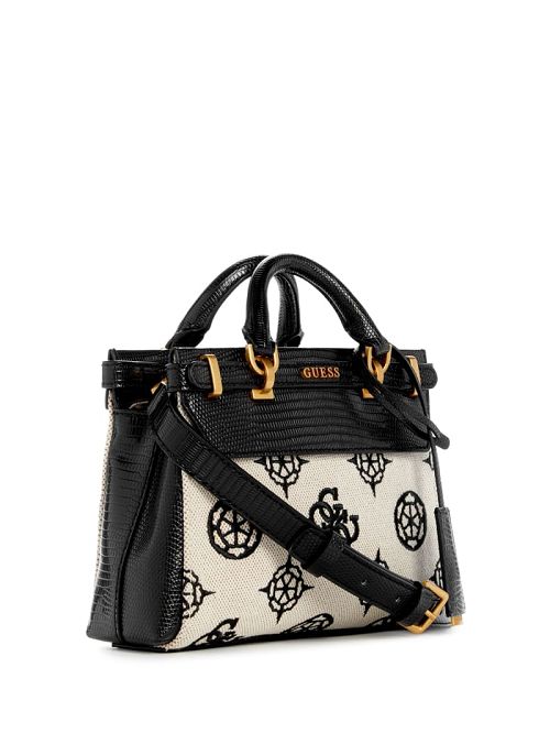 Guess Sestri Canvas Peony Mini Satchel Negrii | GUESS-SN29239