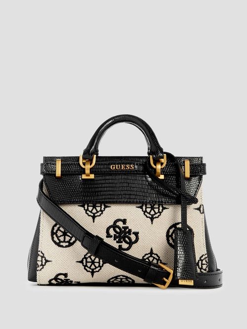 Guess Sestri Canvas Peony Mini Satchel Negrii | GUESS-SN29239