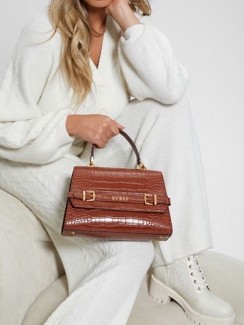 Guess Sestri Crocodile-Embossed Crossbody Maro | GUESS-SN28773