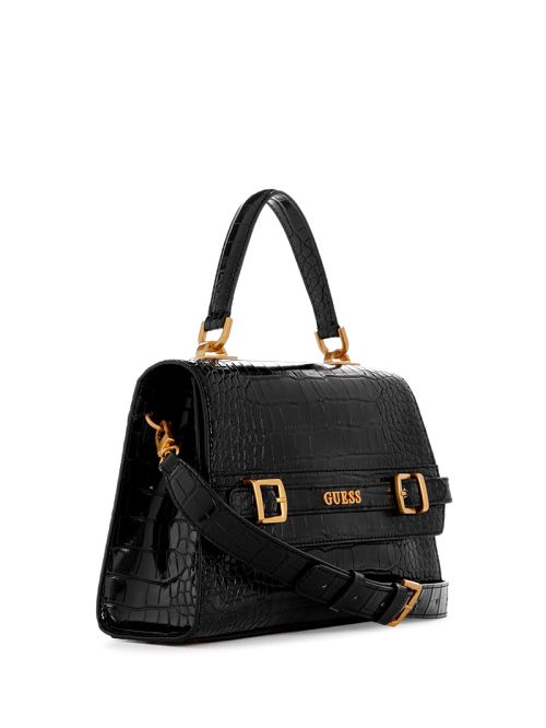 Guess Sestri Crocodile-Embossed Crossbody Negrii | GUESS-SN29249